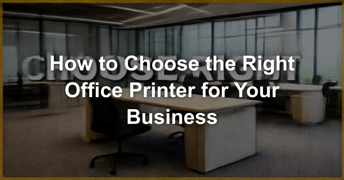 How to Choose the Right Office Printer for Your Business